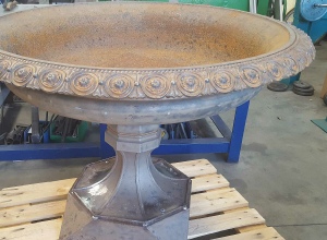 large, cast iron urn